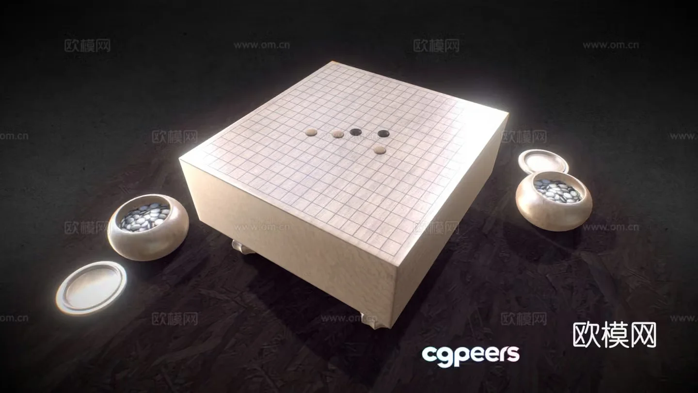 Go backgammon chessboard 3d model
