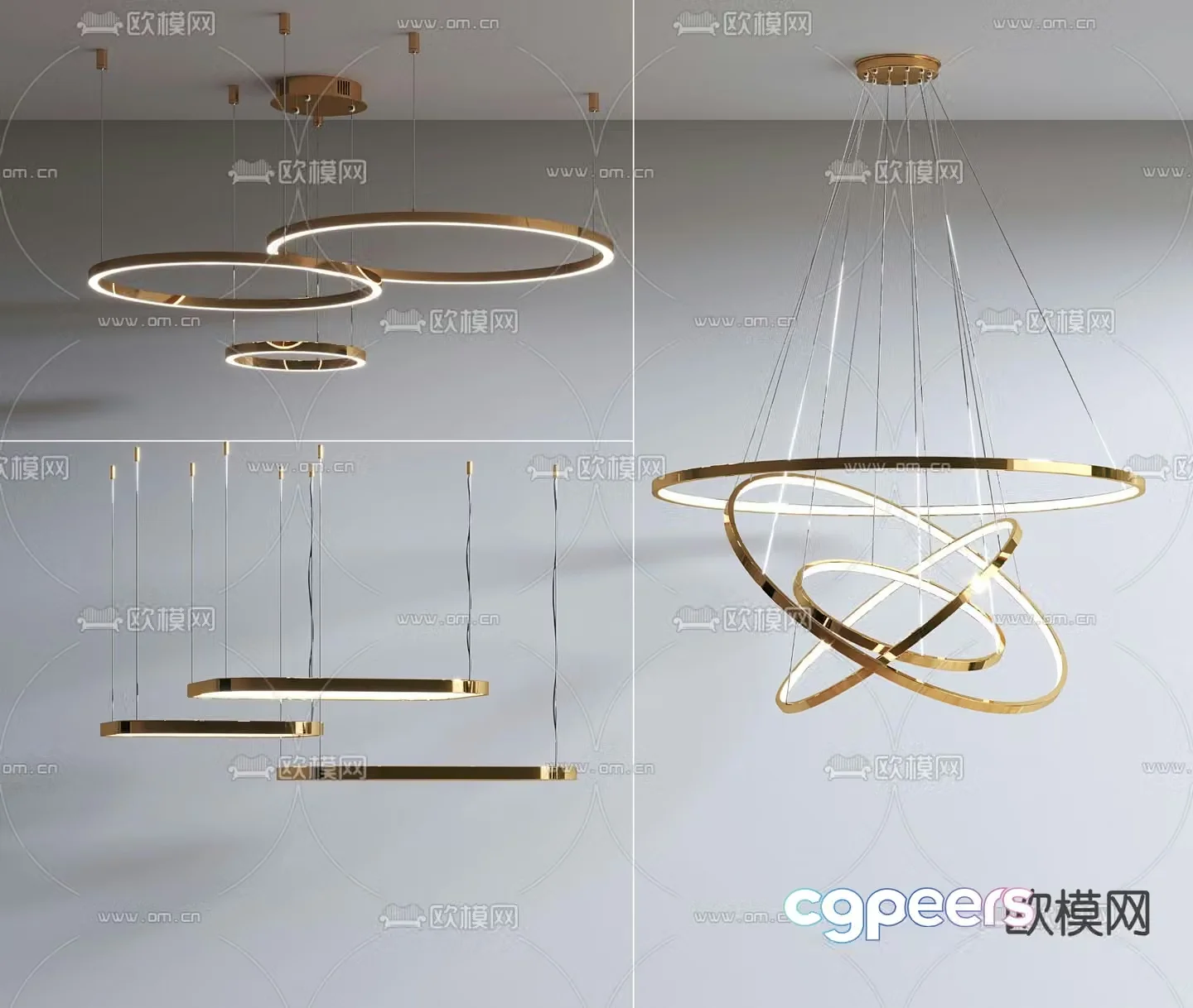 Ring chandelier hall chandelier 3d model