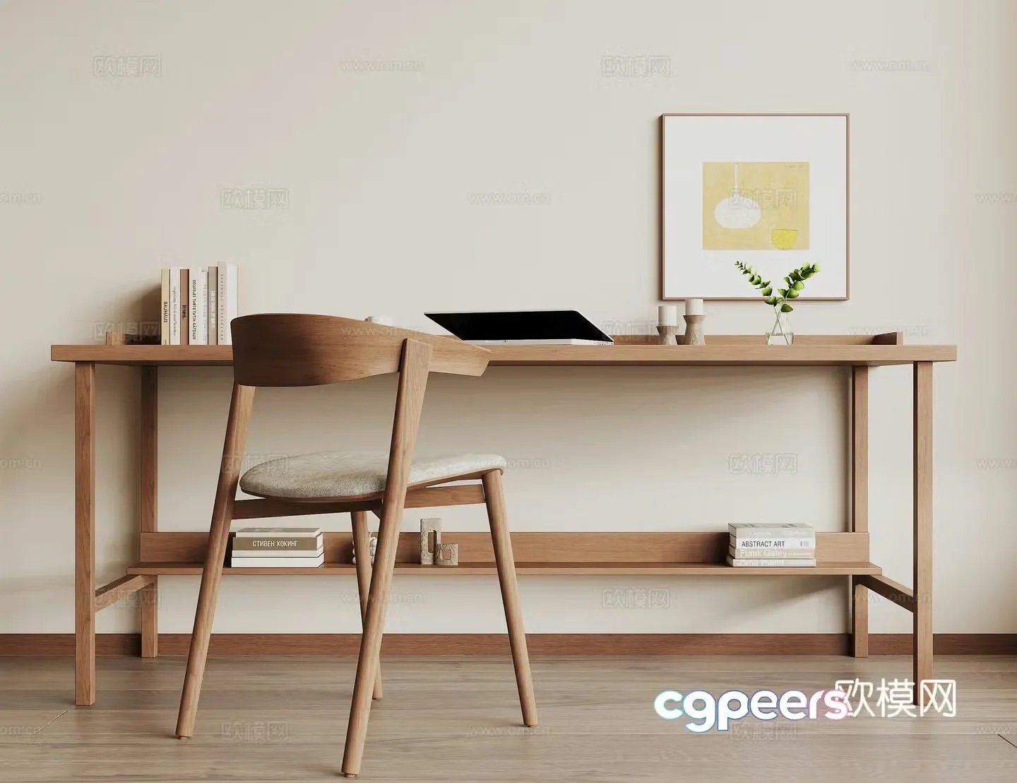 Modern desk and chair 3d model