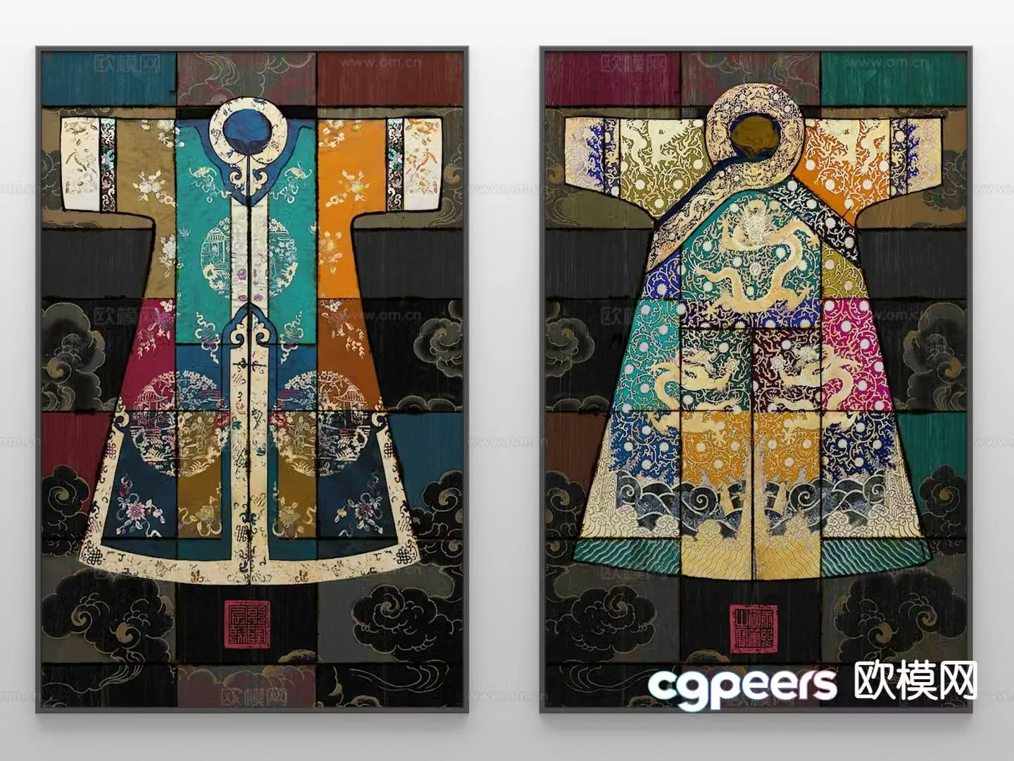 New Chinese Zen style hangings ancient costumes Hanfu hangings 3D model