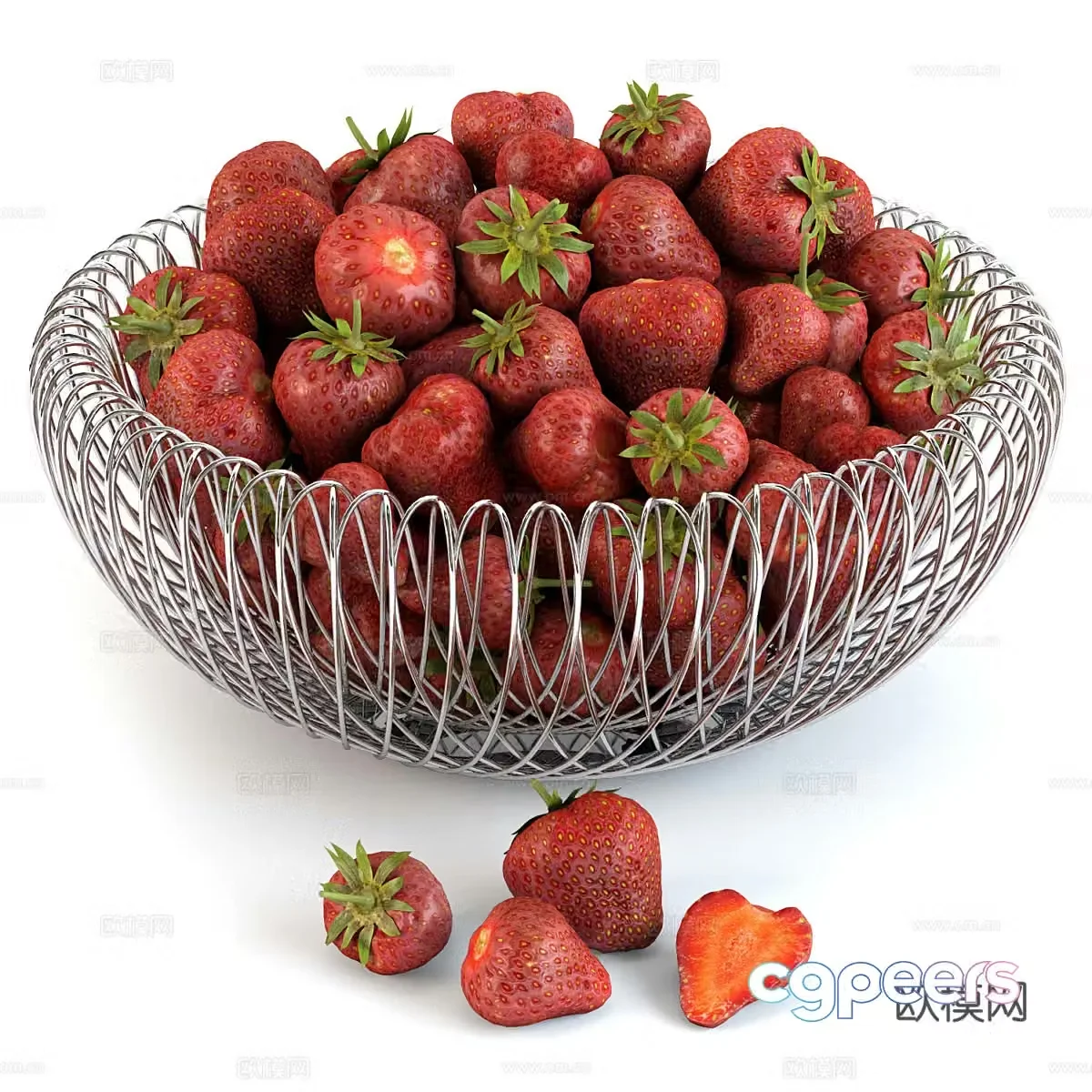 Fruit Fruit Plate Strawberry 3D Model