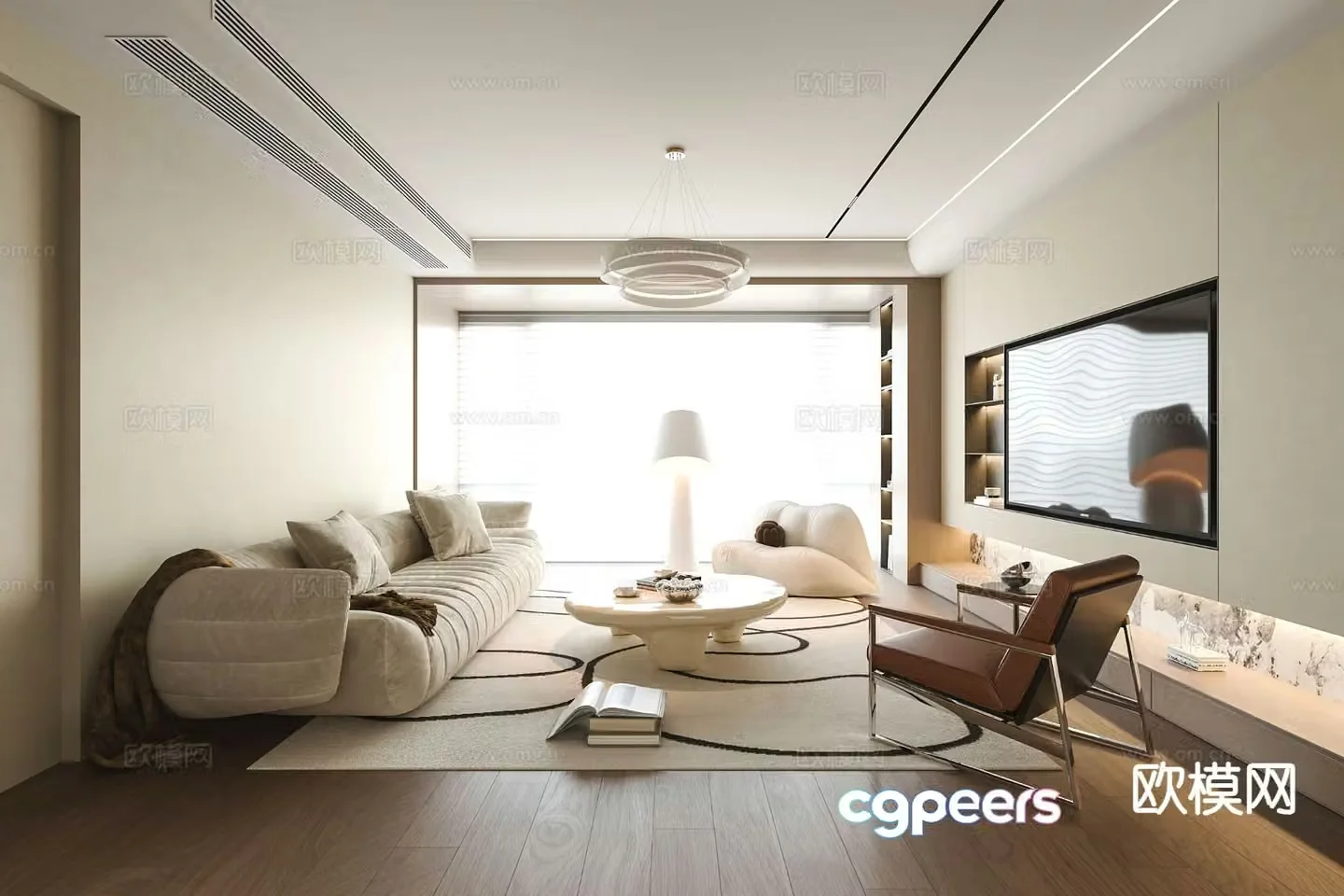 Cream style living room 3d model