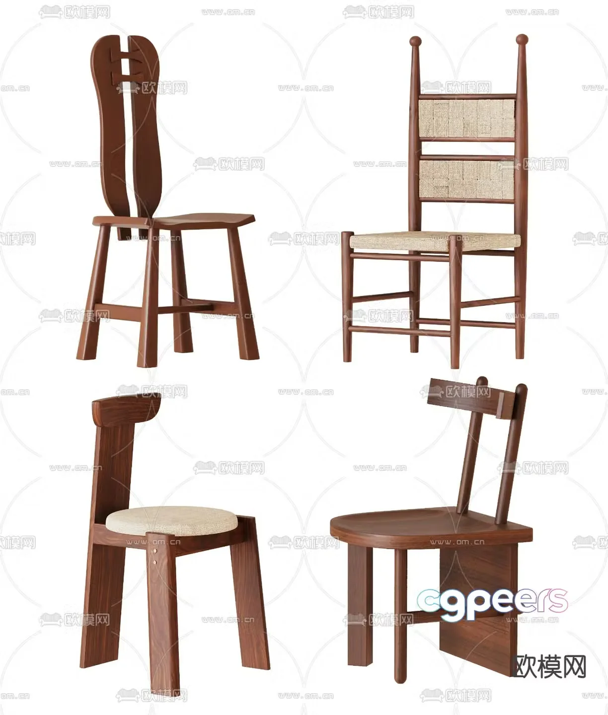 Medieval style chair dining chair 3d model