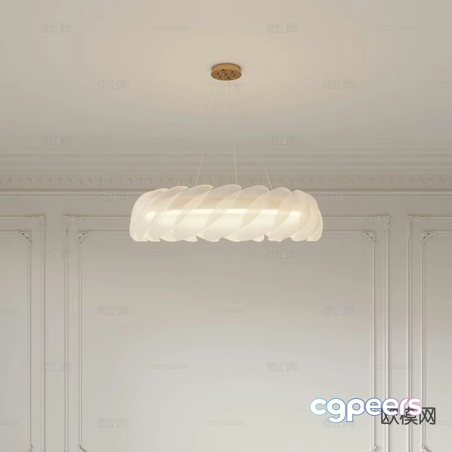 Cream style chandelier hall chandelier 3d model