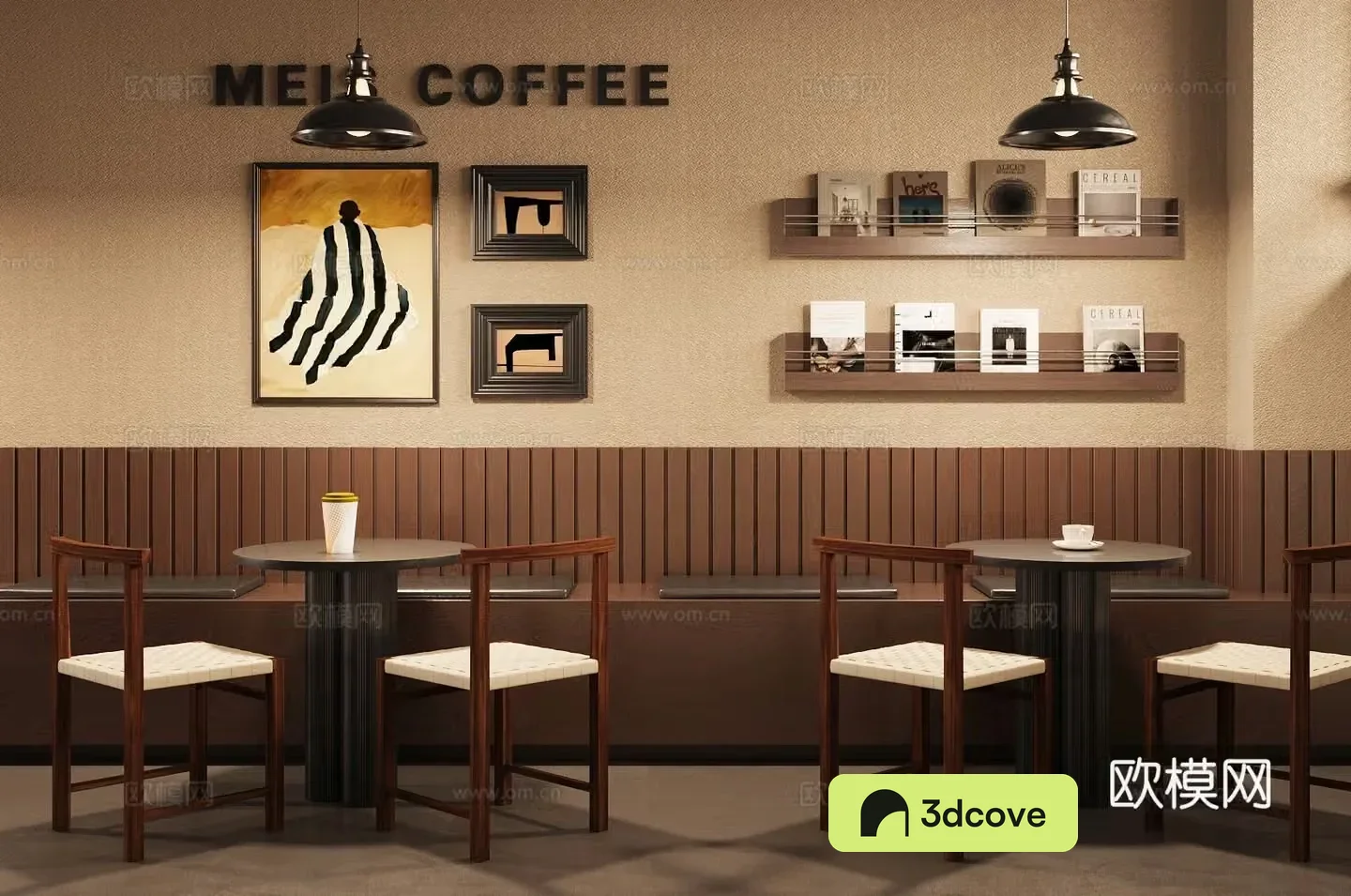 Wasabi Milk Tea Shop Dining Area 3D Model