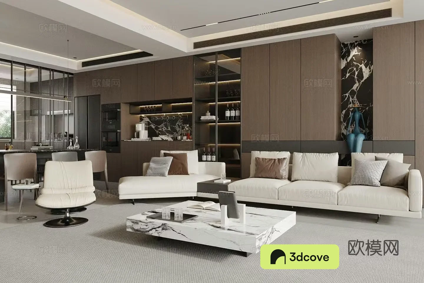 Light luxury home living room Italian living room Large apartment living room Sofa coffee table combination