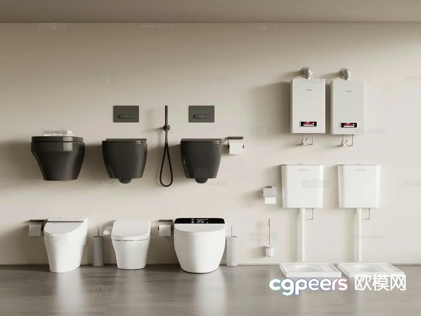 Squatting toilet toilet water heater 3d model