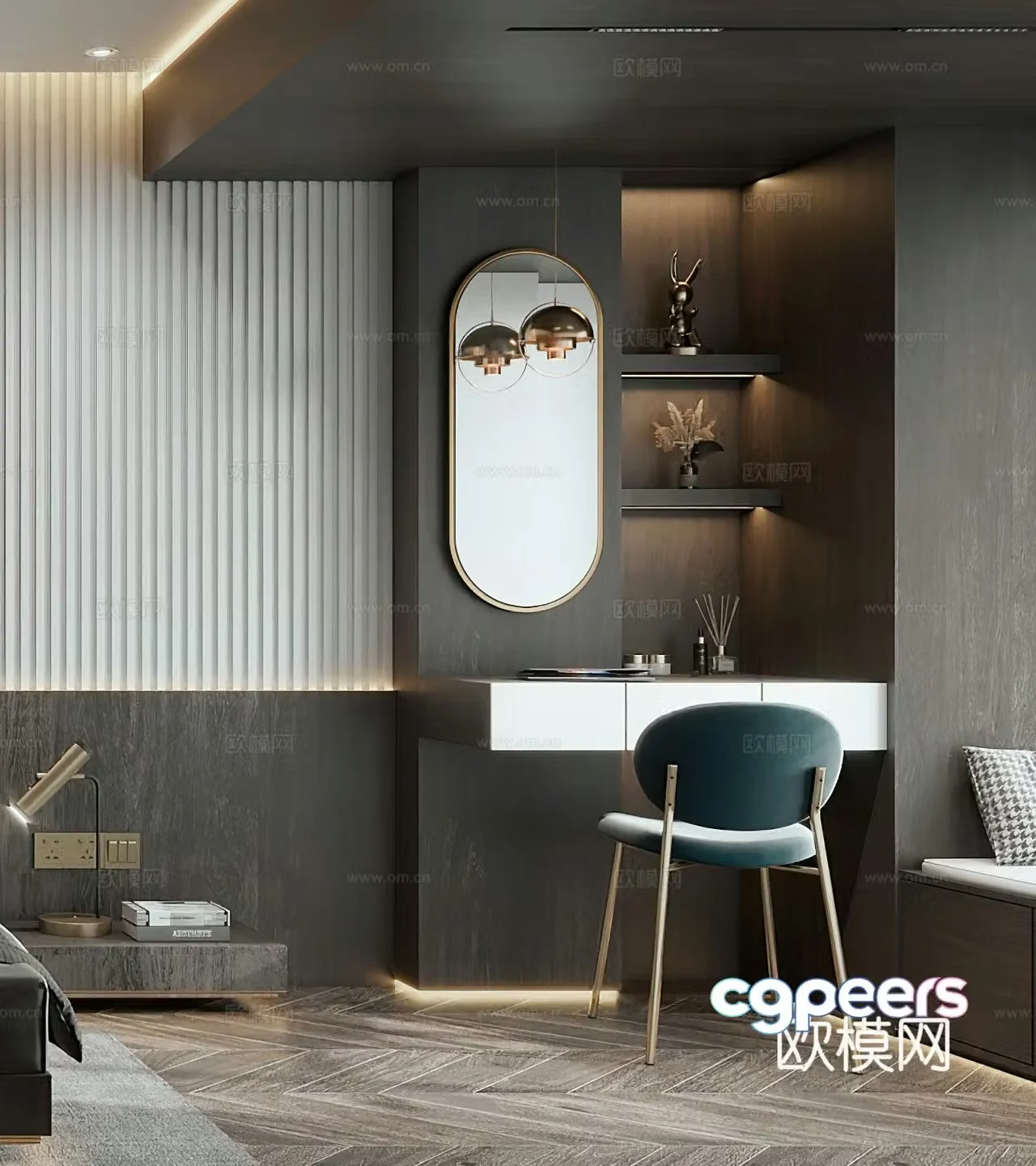Modern dressing table Cloakroom Italian dressing table Dressing table Dressing room Modern bedroom Book 3d model