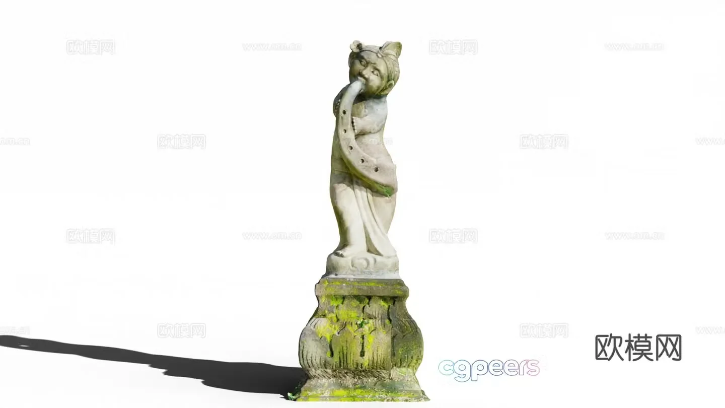 Flute Playing Landscape Sculpture Outdoor Sculpture Western Sculpture 3D Model