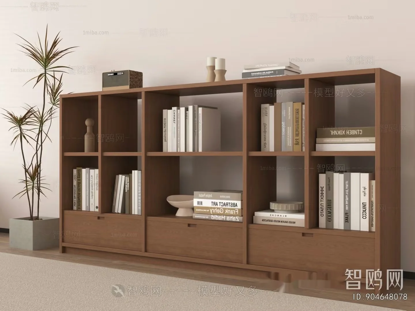 Modern Bookshelf 3D Model – 17653 – VRAY Render