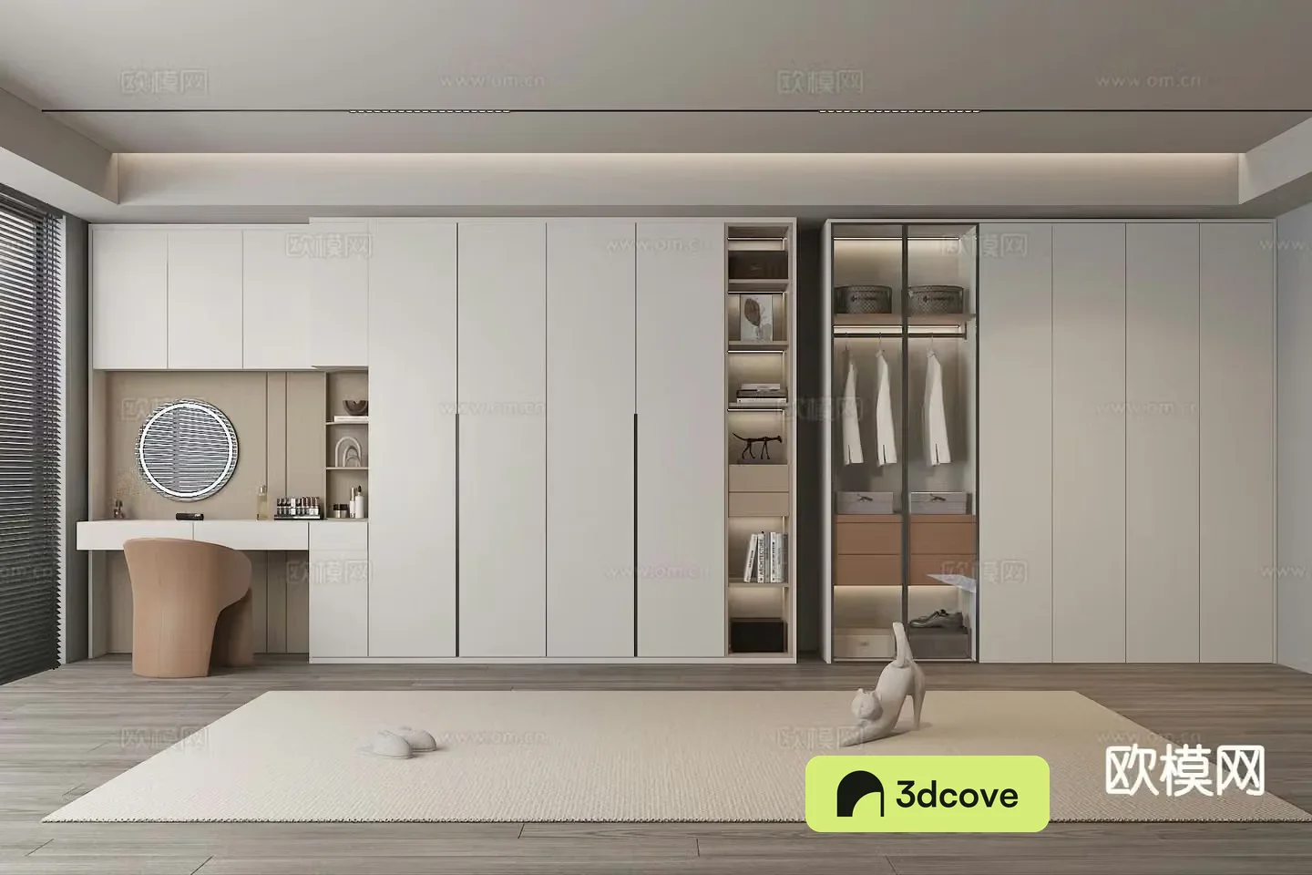 Modern wardrobe dresser integrated cabinet