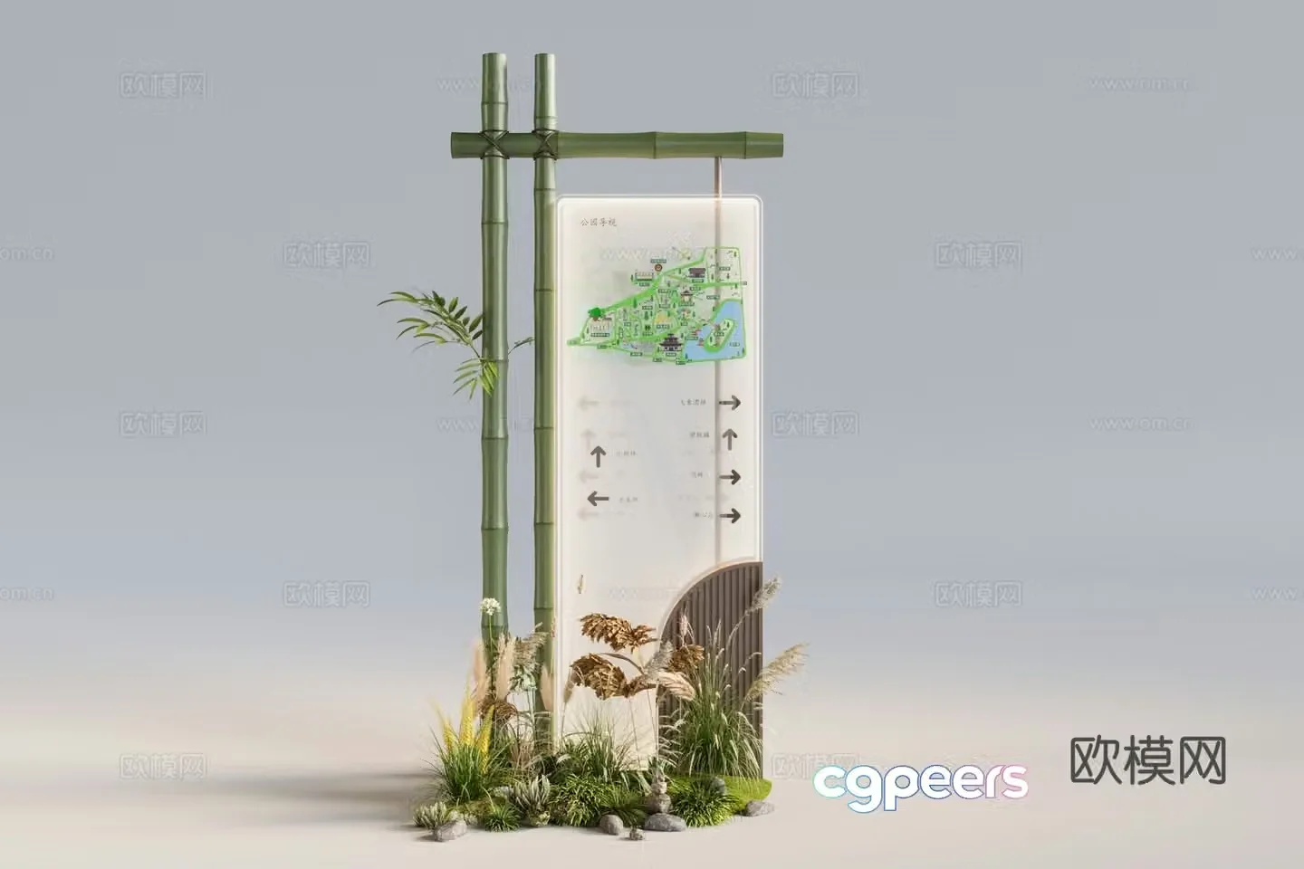 Modern landscape guide card 3D model