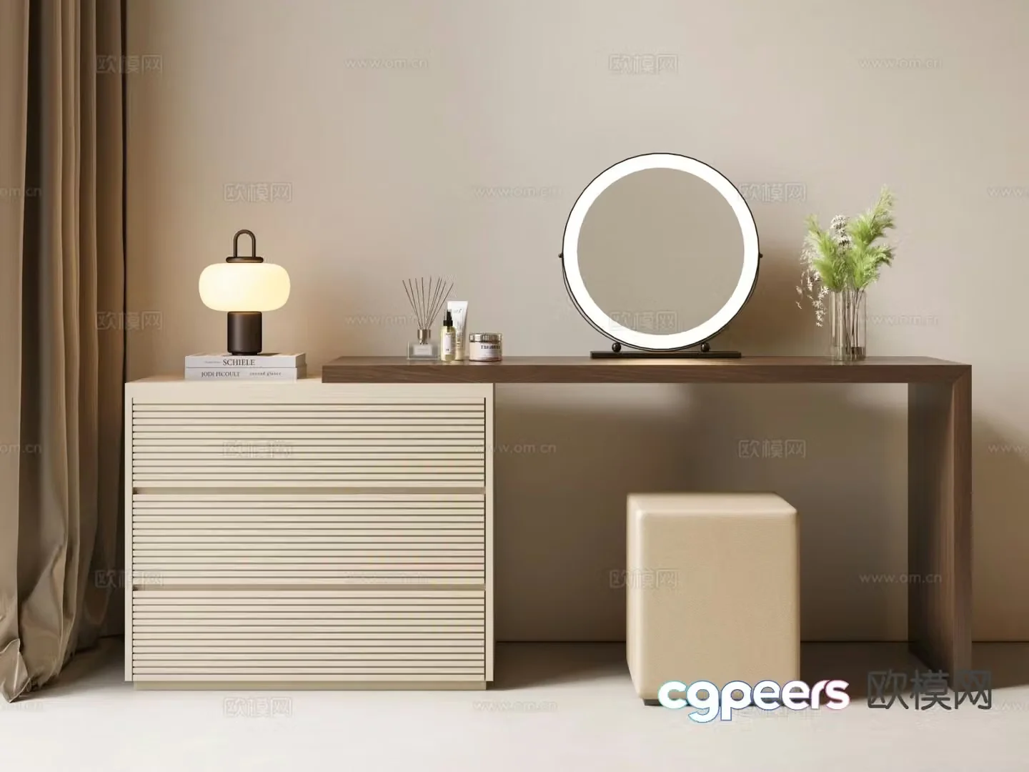 Cream style dresser 3d model