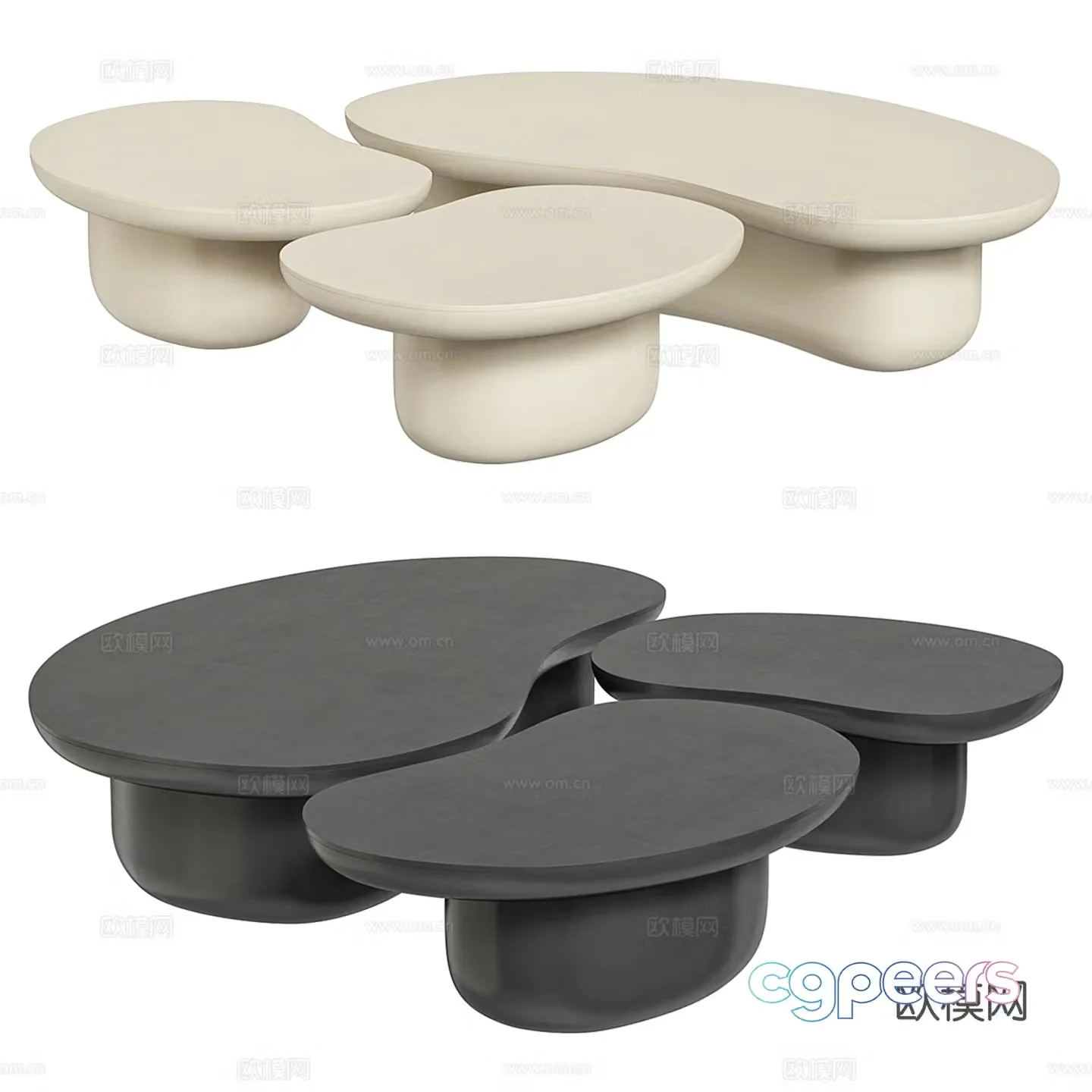Special-shaped coffee table combination 3D model