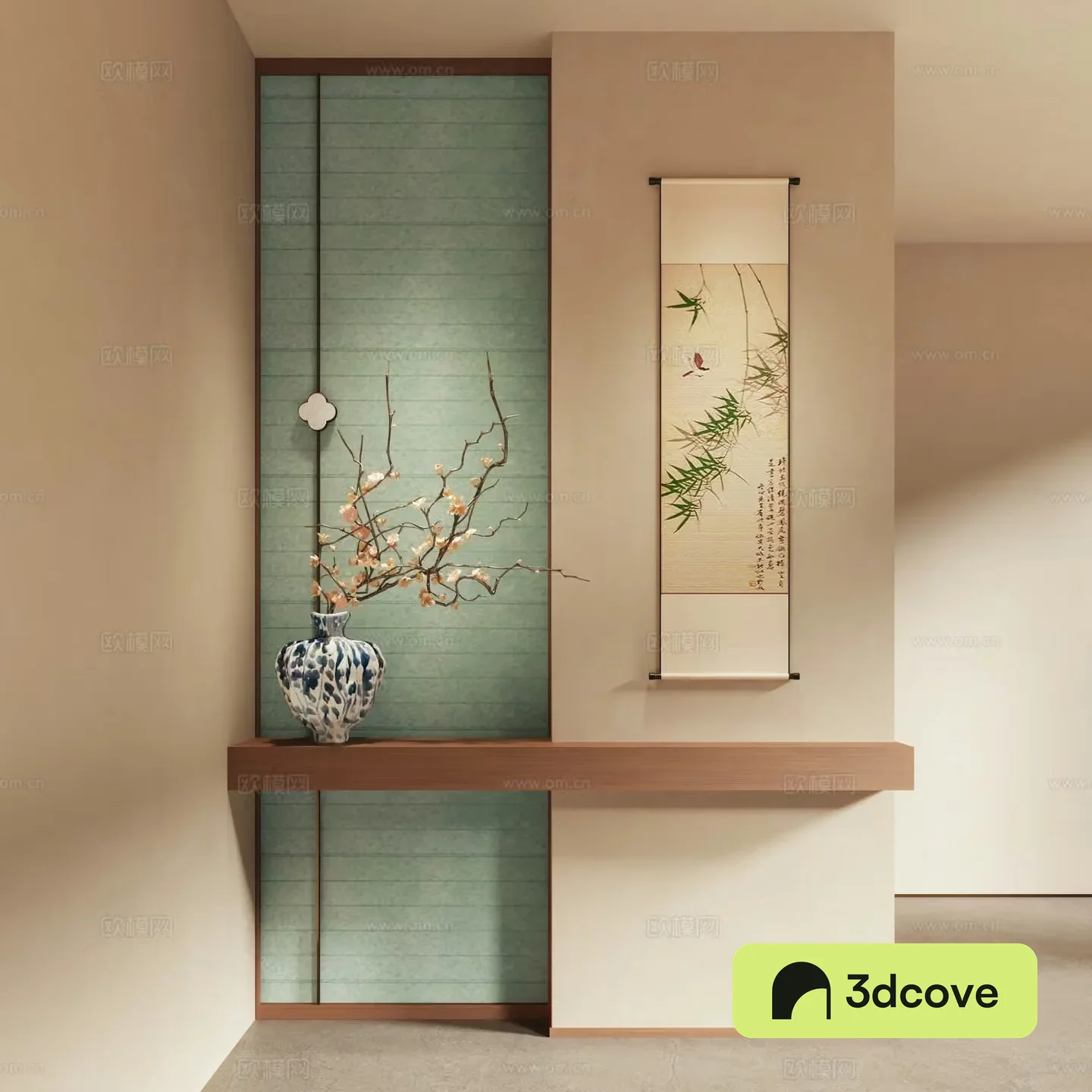 New Chinese style entrance entrance hall entrance hall partition 3D model