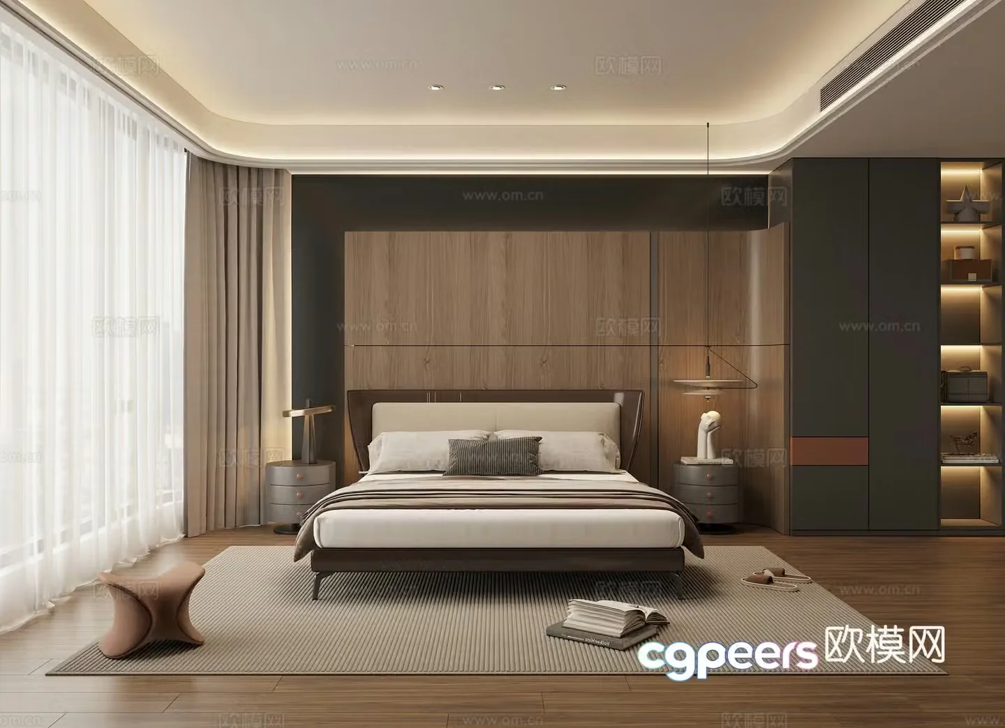 Modern premium gray bedroom 3d model