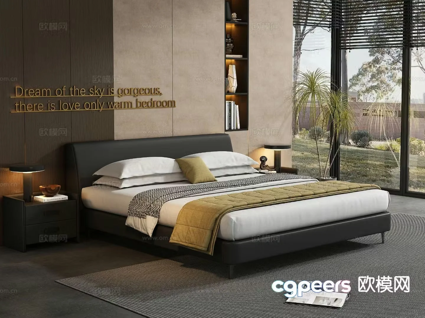Modern double bed 3d model