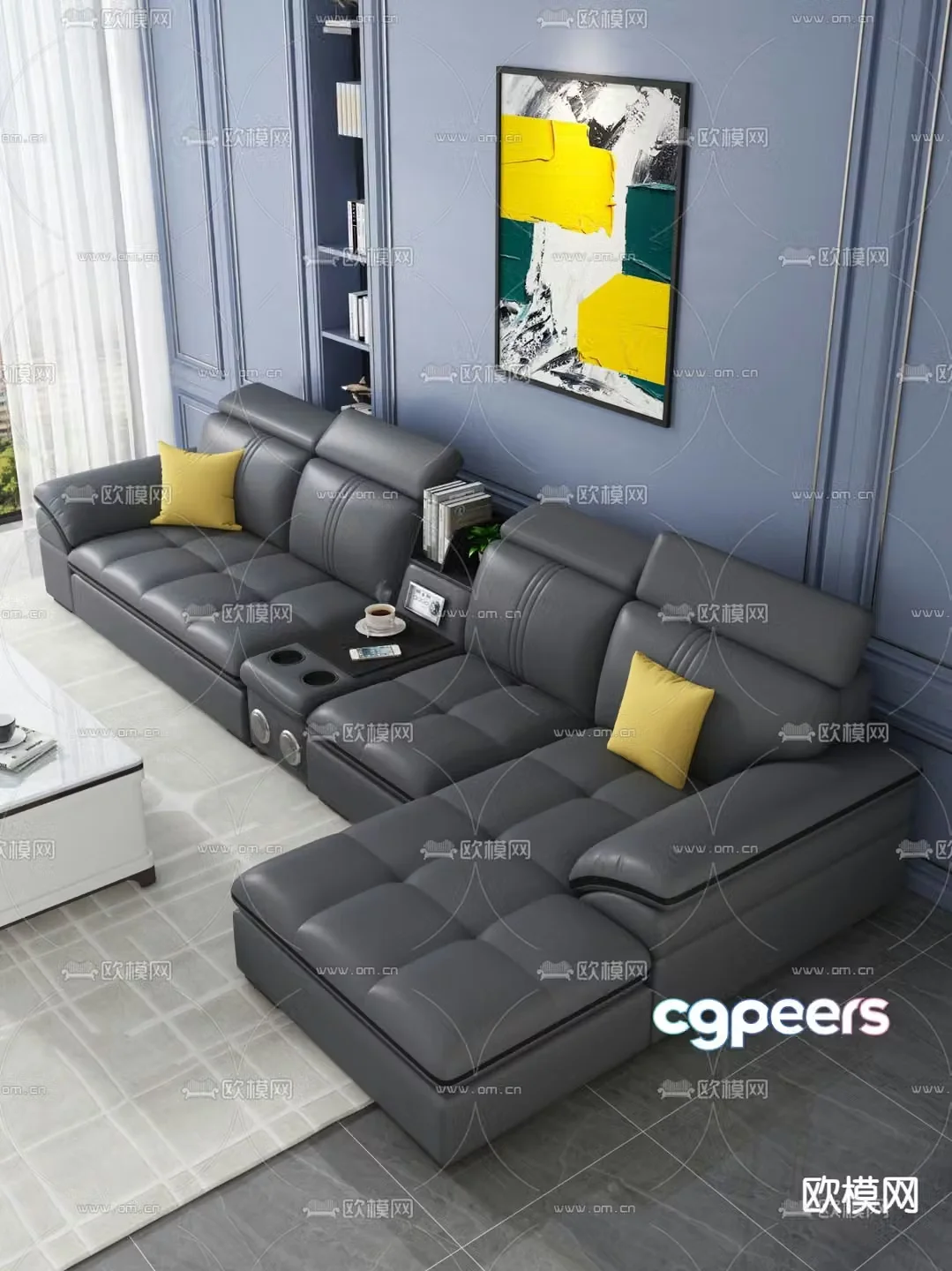 Modern multi-seater sofa 3d model
