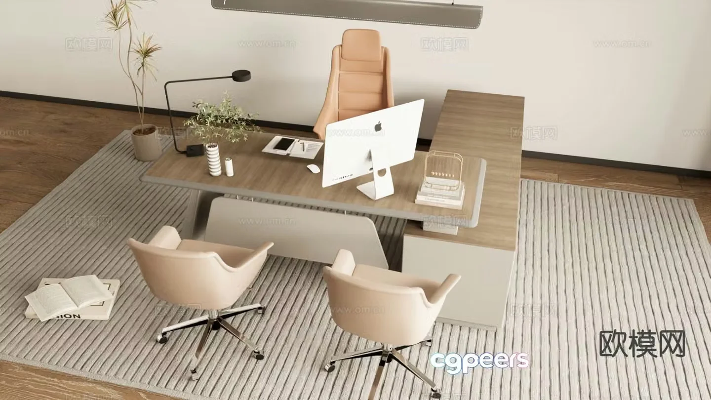Modern manager desk shift desk boss desk 3d model