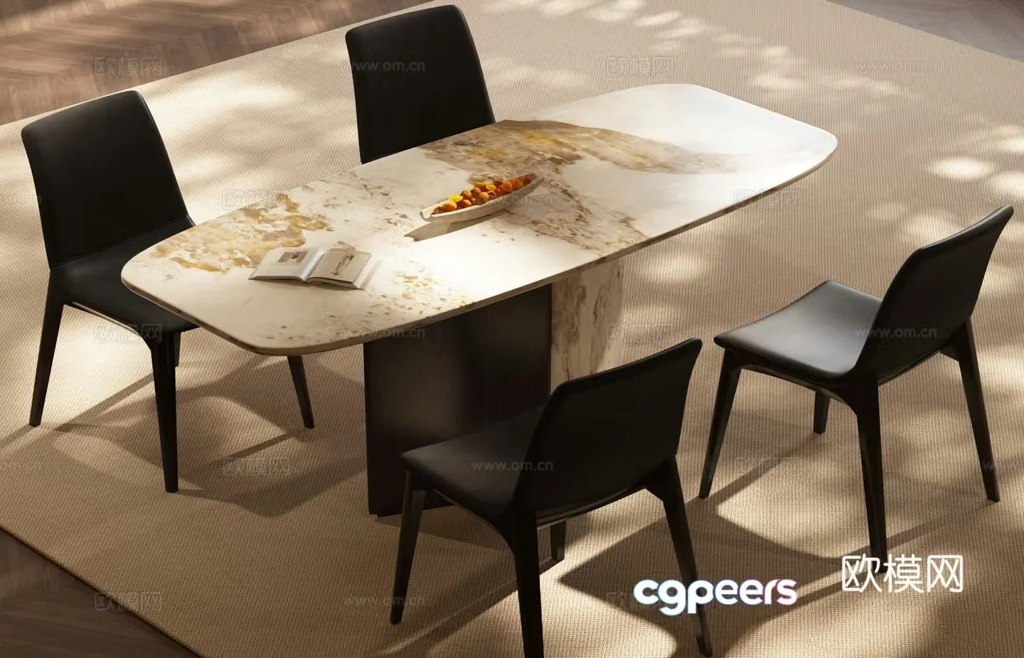 Modern Italian dining table and chair combination Italian luxury dining table and chair combination Italian dining table and chair combination Modern 3D model