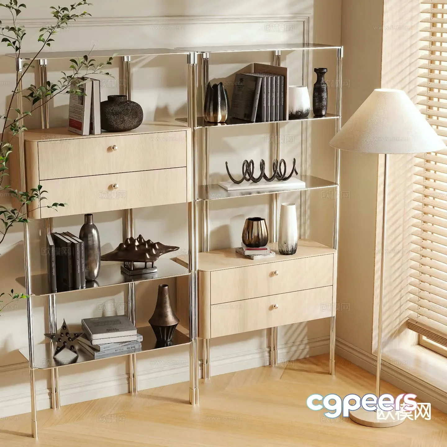 Log style storage rack stainless steel storage rack 3d model