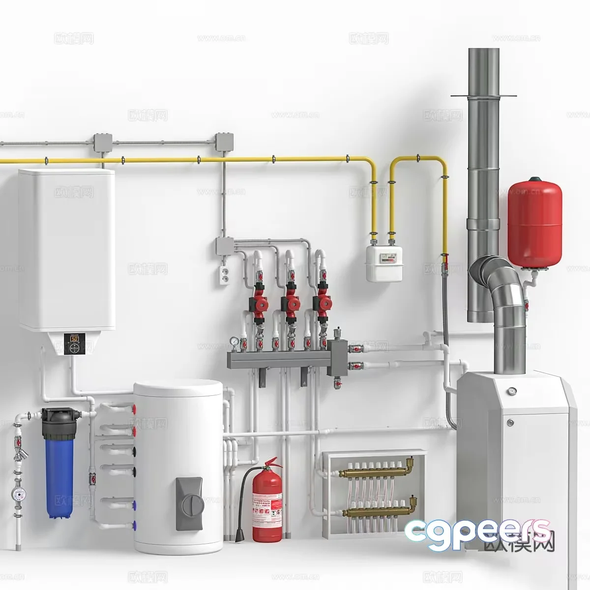 The Main Subject Is A White Water Heater 3D Model – 15452 – VRAY Render