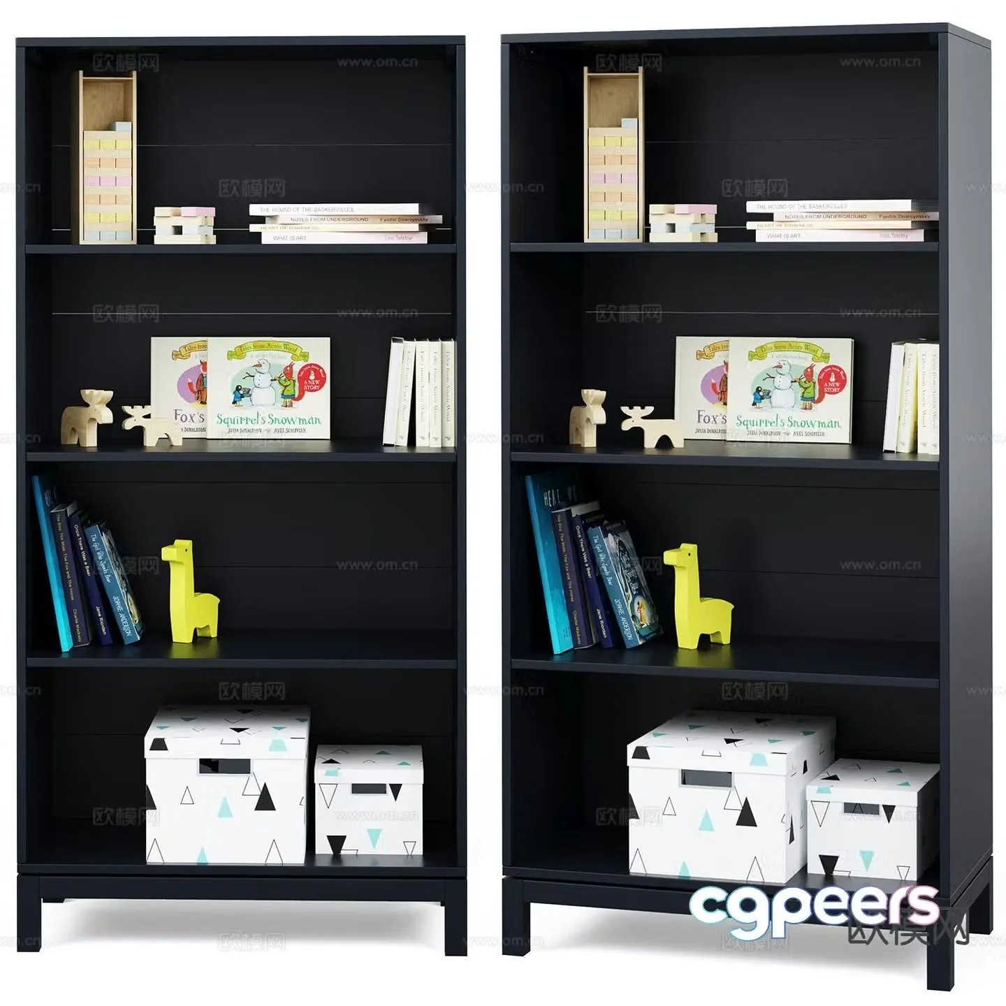 Children’s bookcase storage cabinet 3d model