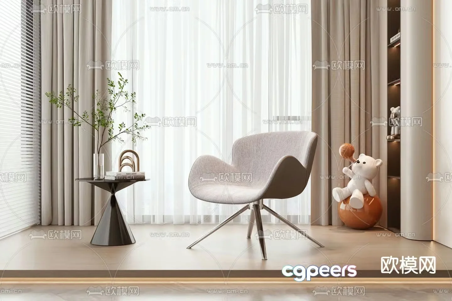 Modern chair leisure chair table 3d model