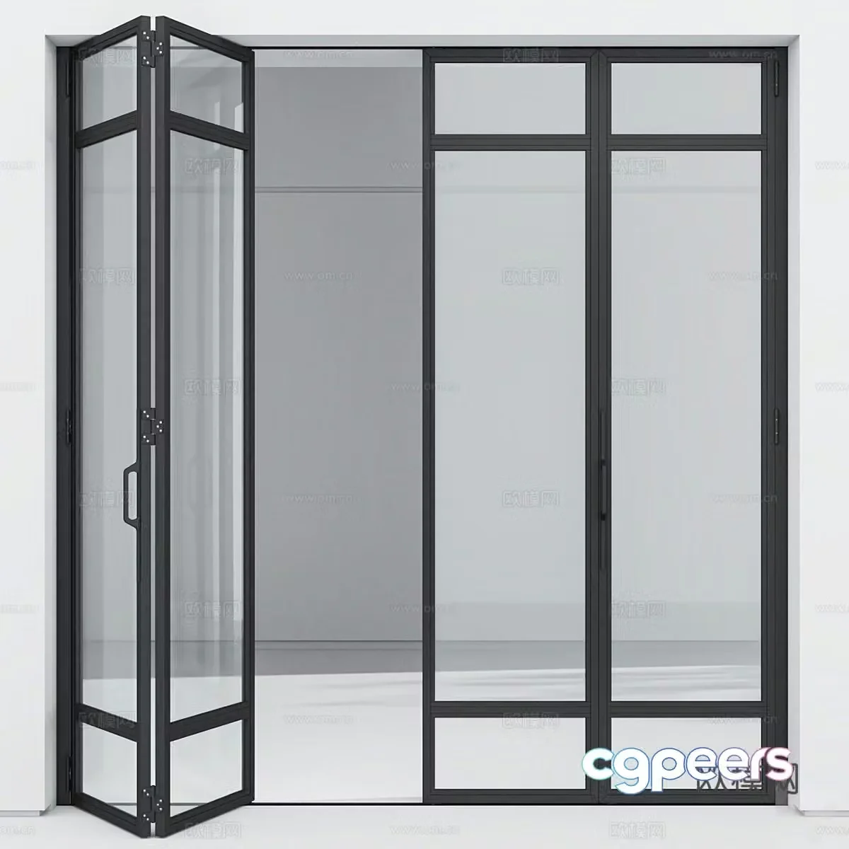 Folding door Glass door Shopping mall glass door Balcony folding door Kitchen glass door 3D model