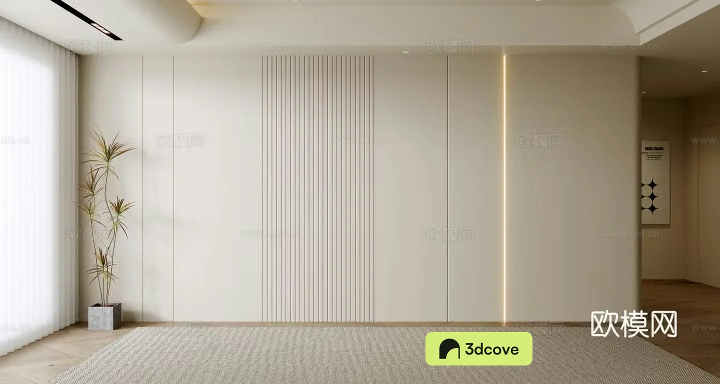 Creamy style sofa background wall