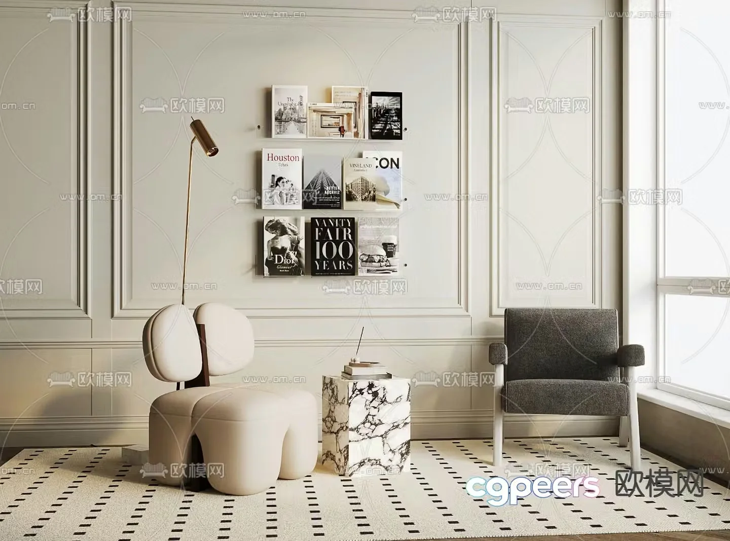 French sofa chair leisure chair 3d model