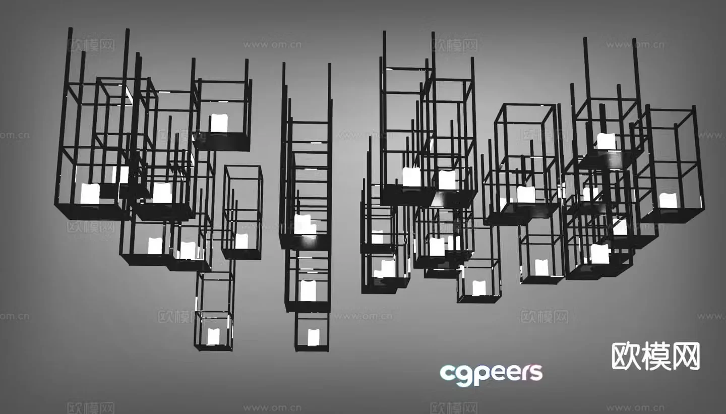 Industrial style decorative lamp lobby lamp 3d model