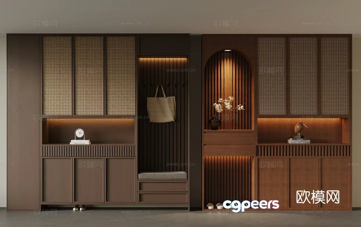 Middle-aged shoe cabinet porch shoe cabinet 3D model