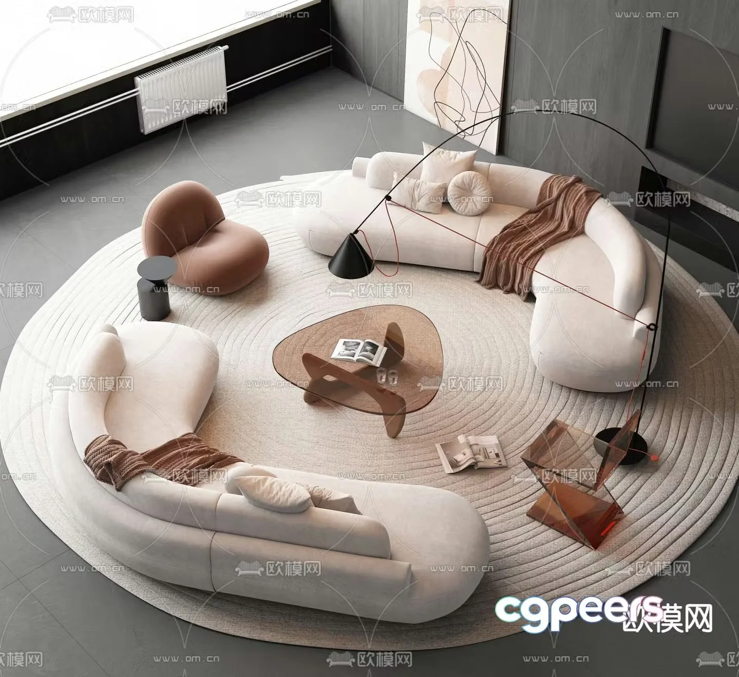 Modern curved sofa modular sofa 3d model