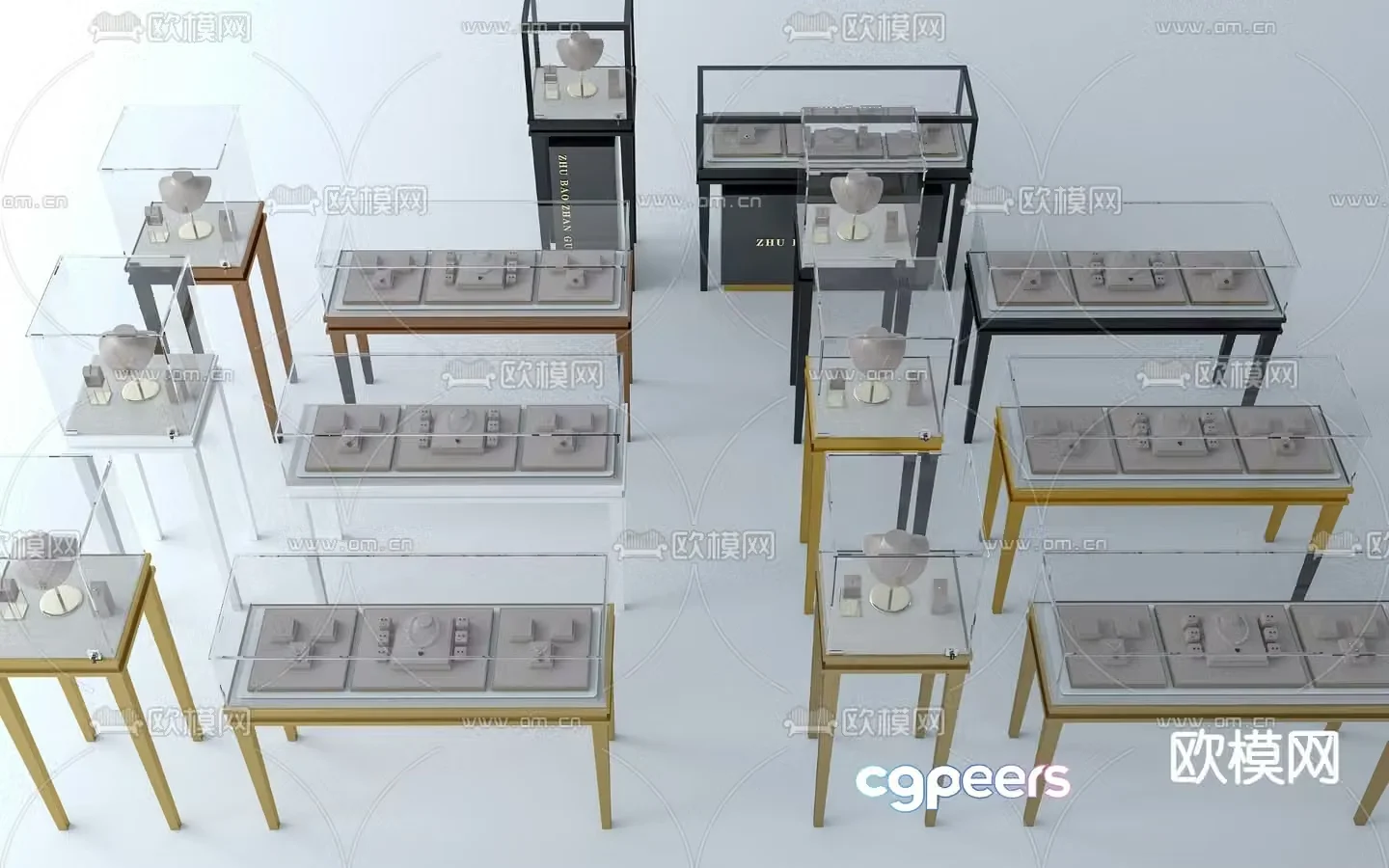 Modern jewelry display cabinet 3d model