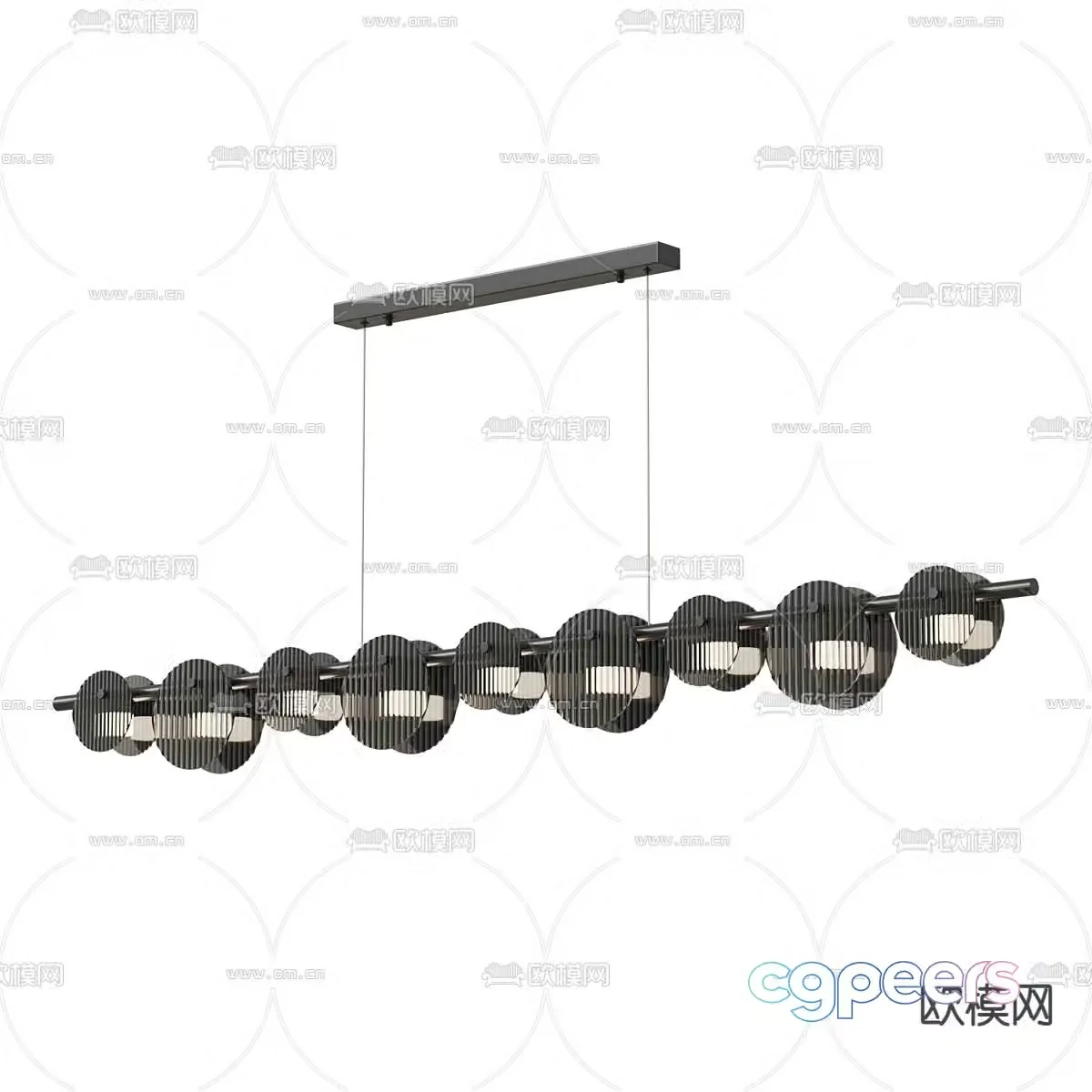 Long chandelier restaurant chandelier 3d model