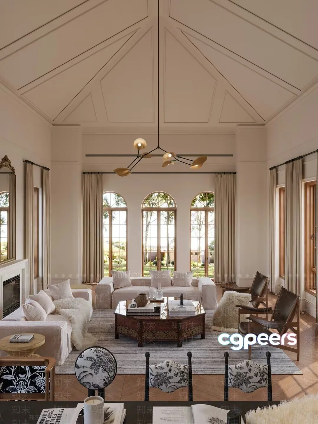 Modern Living Room 3D Model – 9233 – VRAY Render