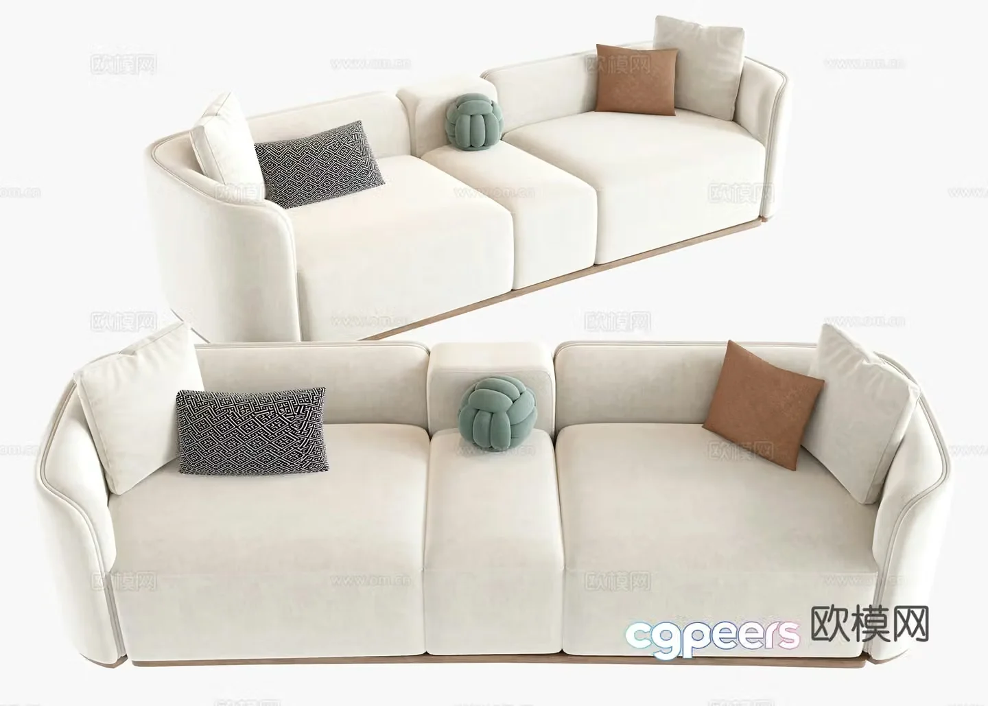 Three seater sofa armrest sofa 3d model
