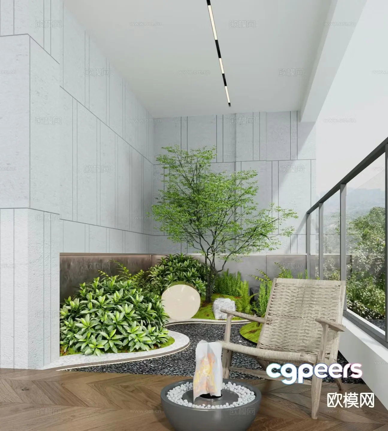 Modern balcony leisure balcony 3d model