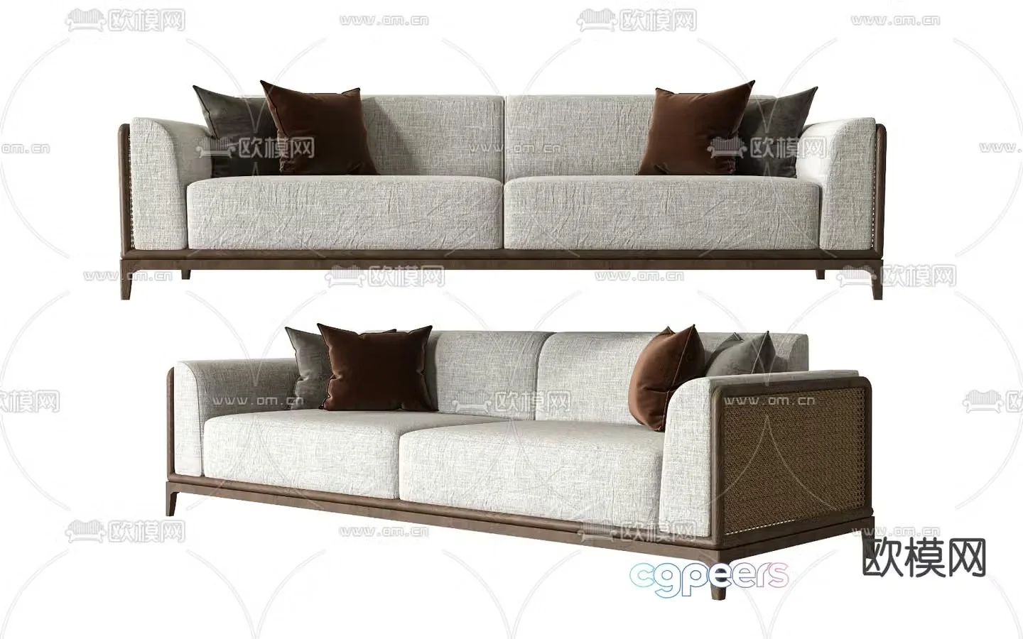 New Chinese style sofa double sofa 3d model