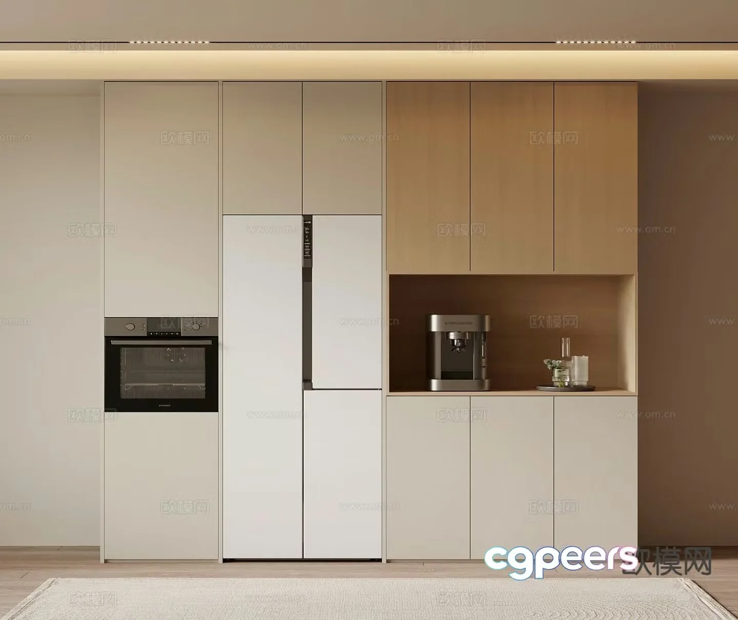 Modern sideboard refrigerator cabinet west kitchen cabinet 3d model