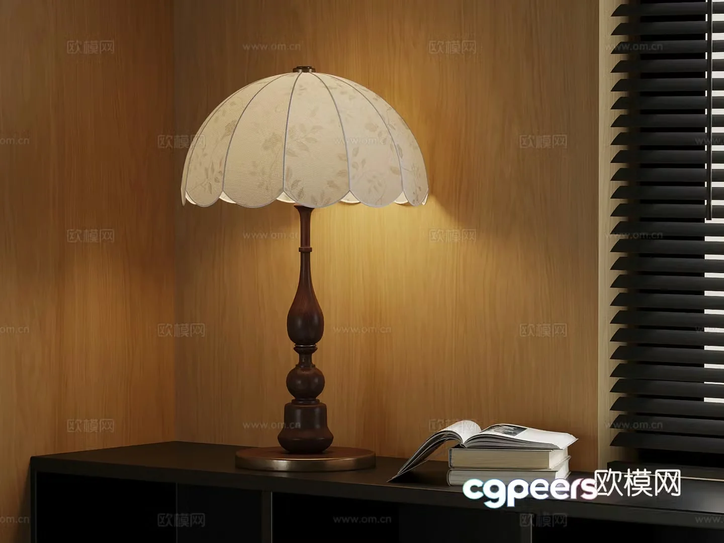 French medieval style table lamp book 3d model