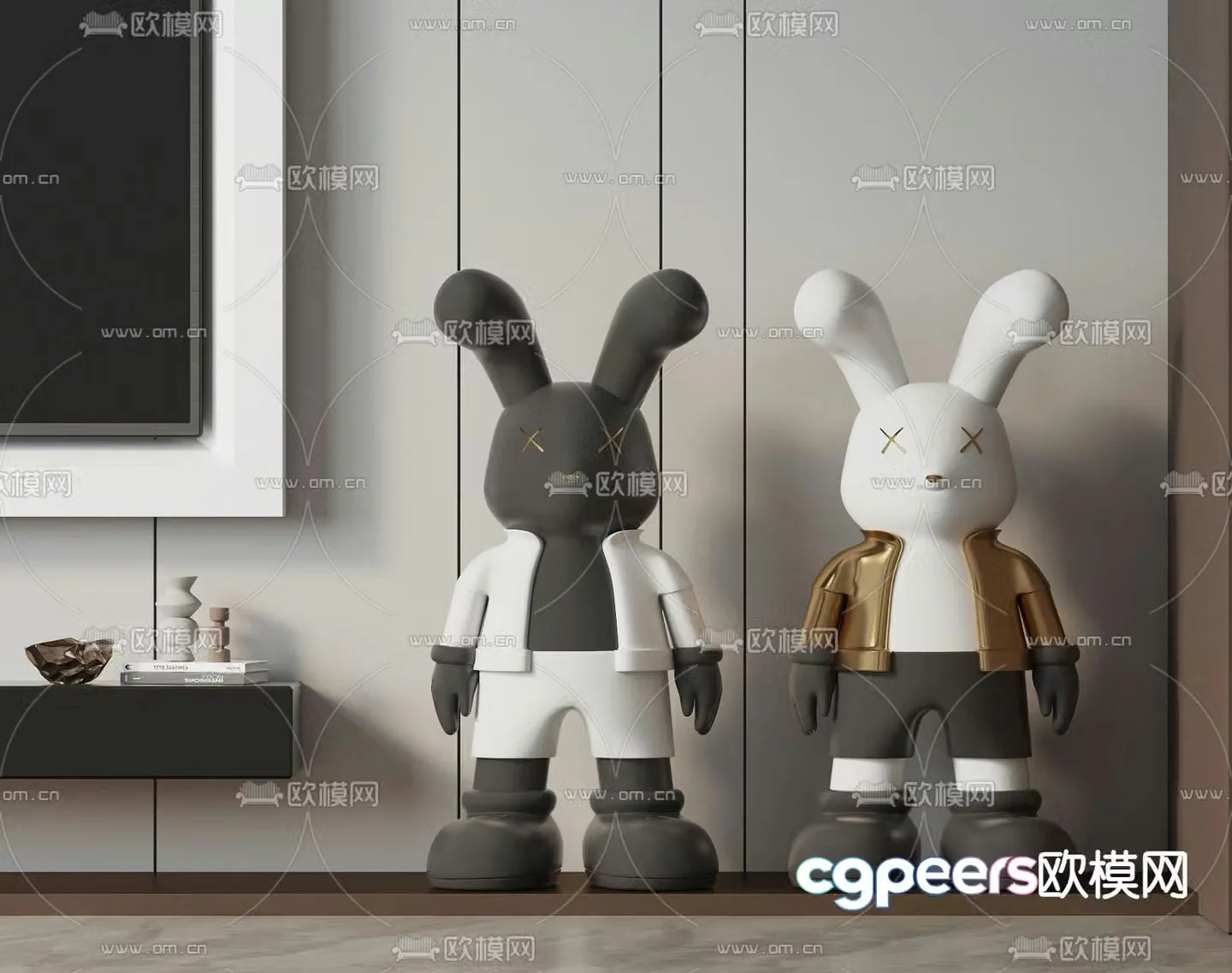 Rabbit trendy toy sculpture doll cartoon ornaments 3d model