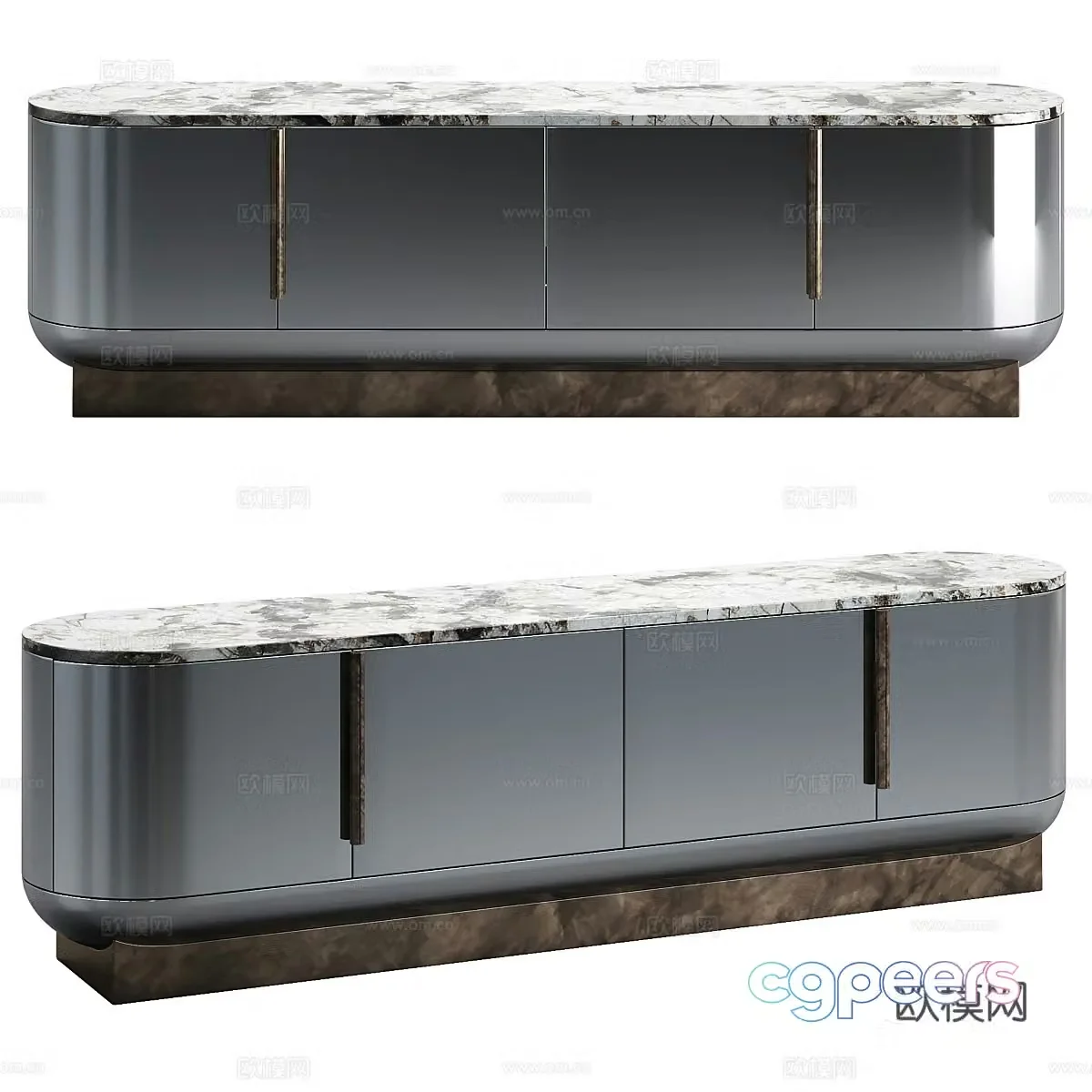Modern Italian light luxury marble TV cabinet 3D model