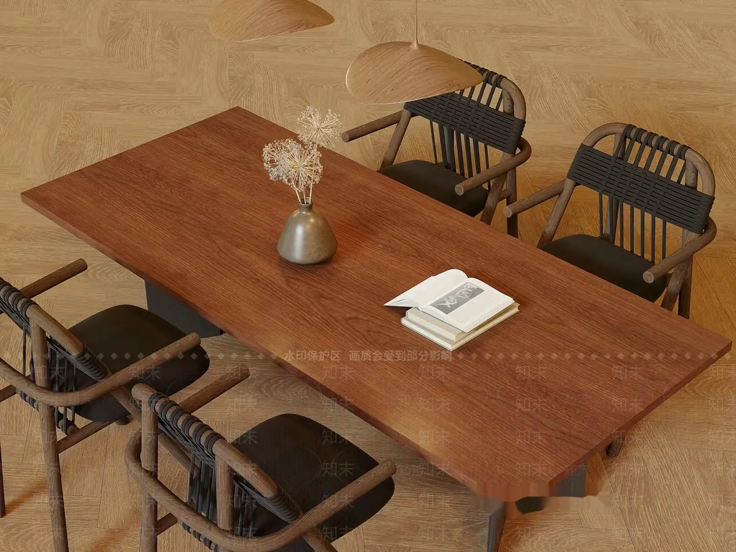 Modern Wooden Table 3D Model – 9048 – VRAY Render