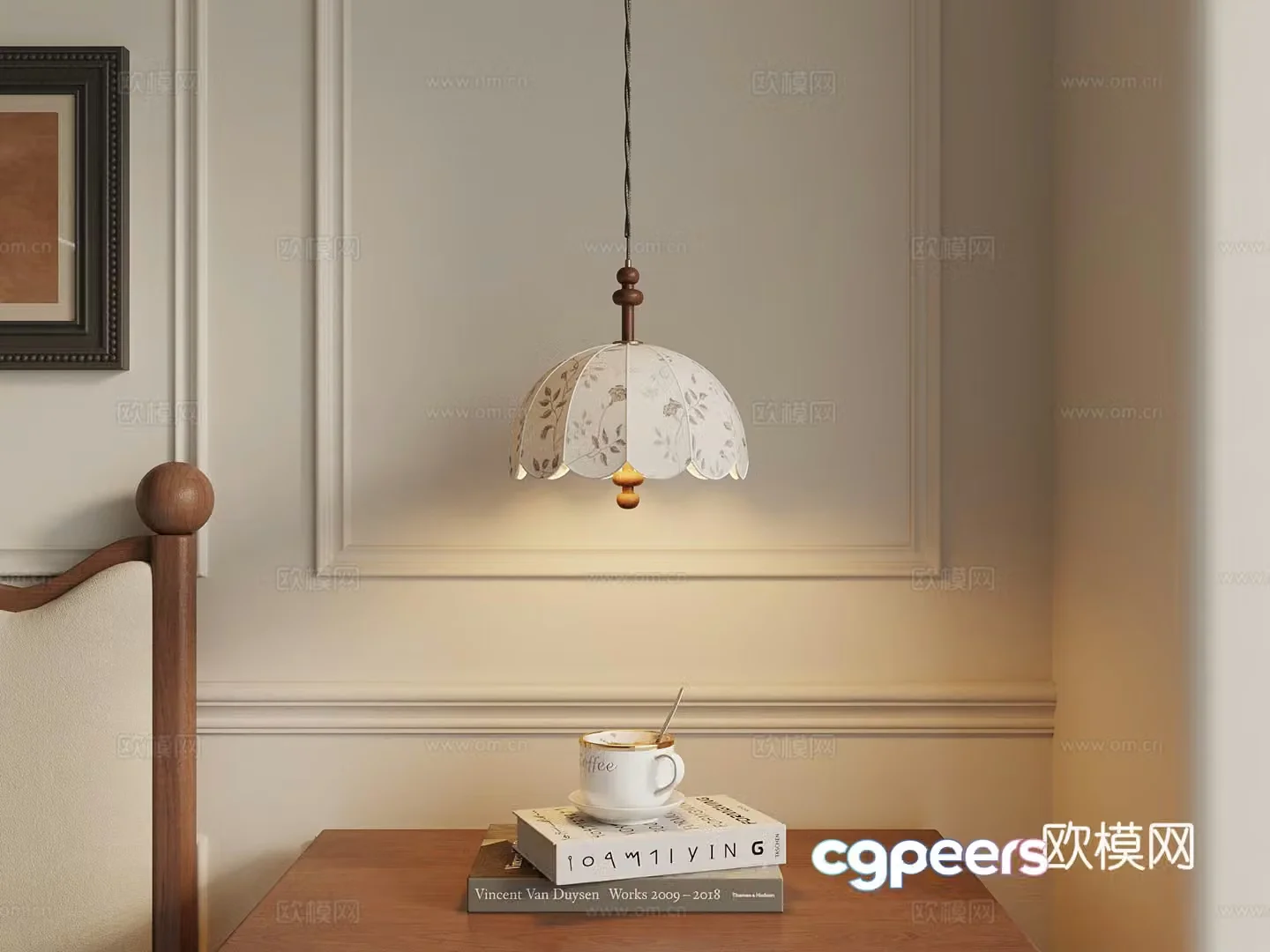 Chandelier French Chandelier Small Chandelier Book Coffee Cup 3D Model