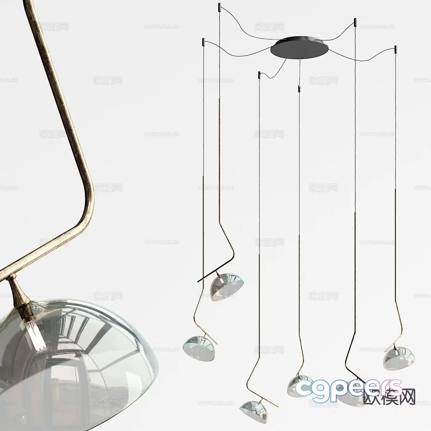 Modern glass chandelier 3d model
