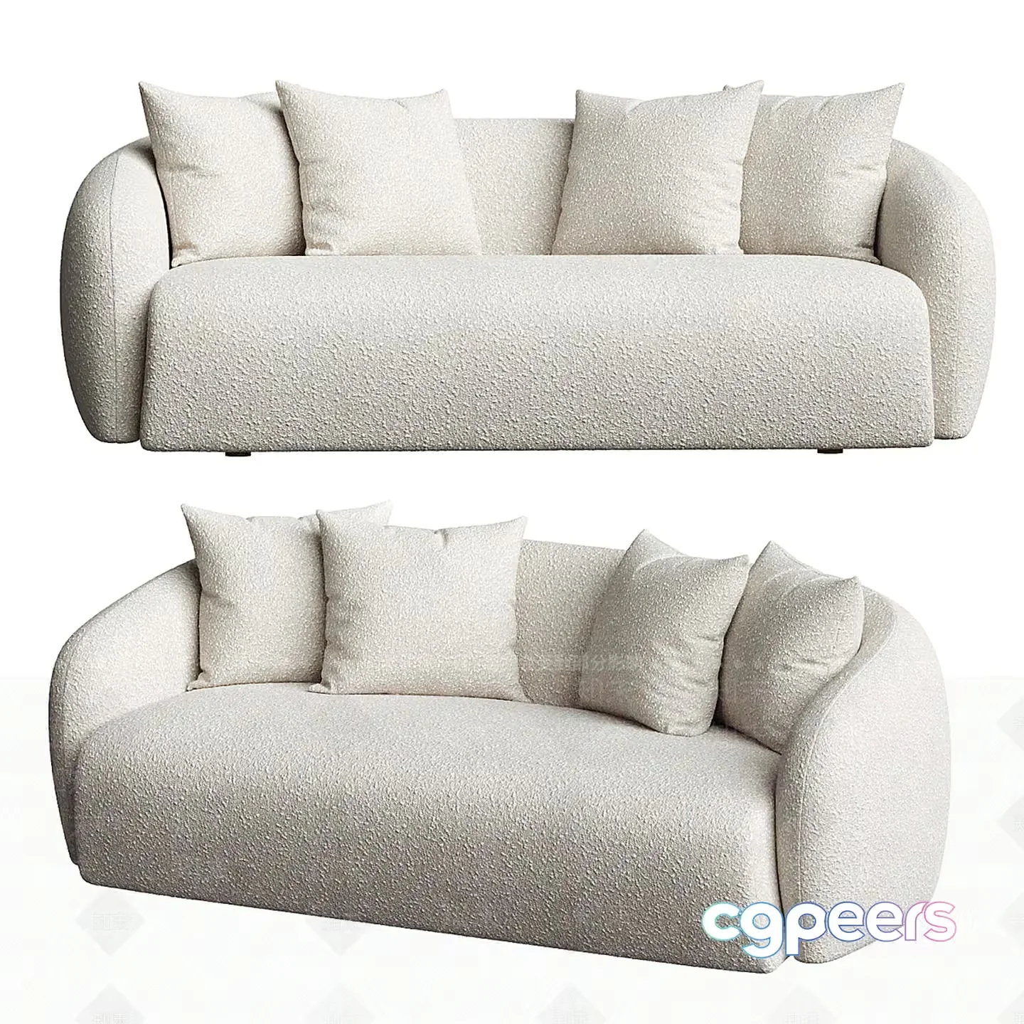 Modern White Sofa 3D Model – 148 – VRAY Render