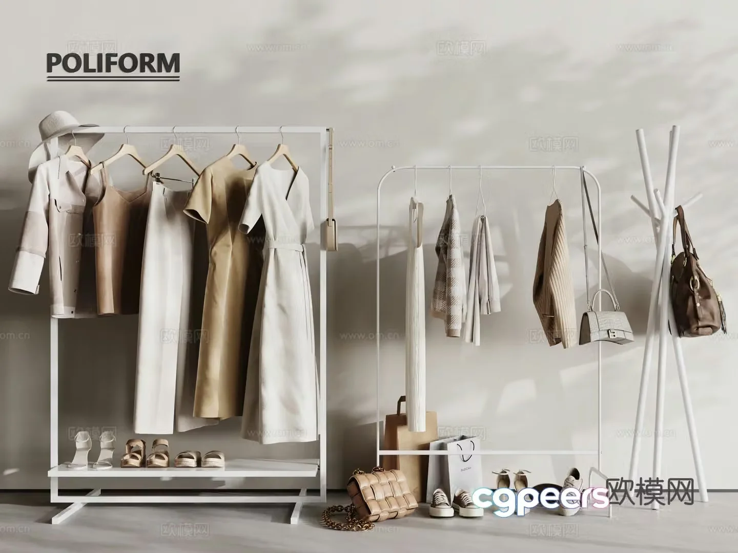 Modern Clothes Hanger Floor-standing Clothes Hanger Clothes Hanger 3D Model