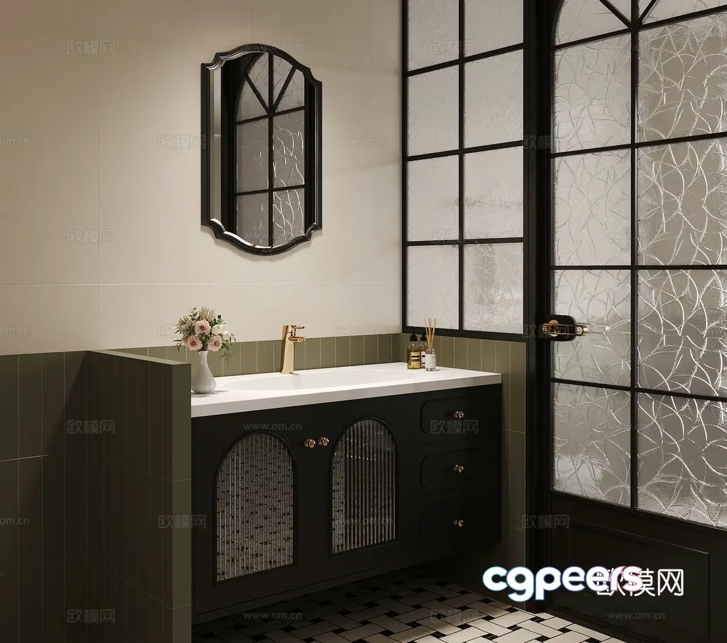 French bathroom cabinet 3d model